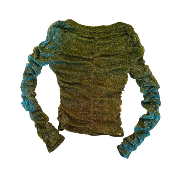 Like New Open Edit Ruched Date Top Green - Picture 2 of 3